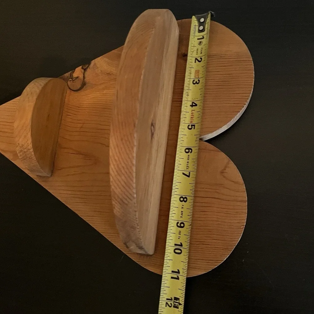 Vintage Country Cabin Hand Made Wooden Heart Shaped Wall Shelf Farmhouse Decor